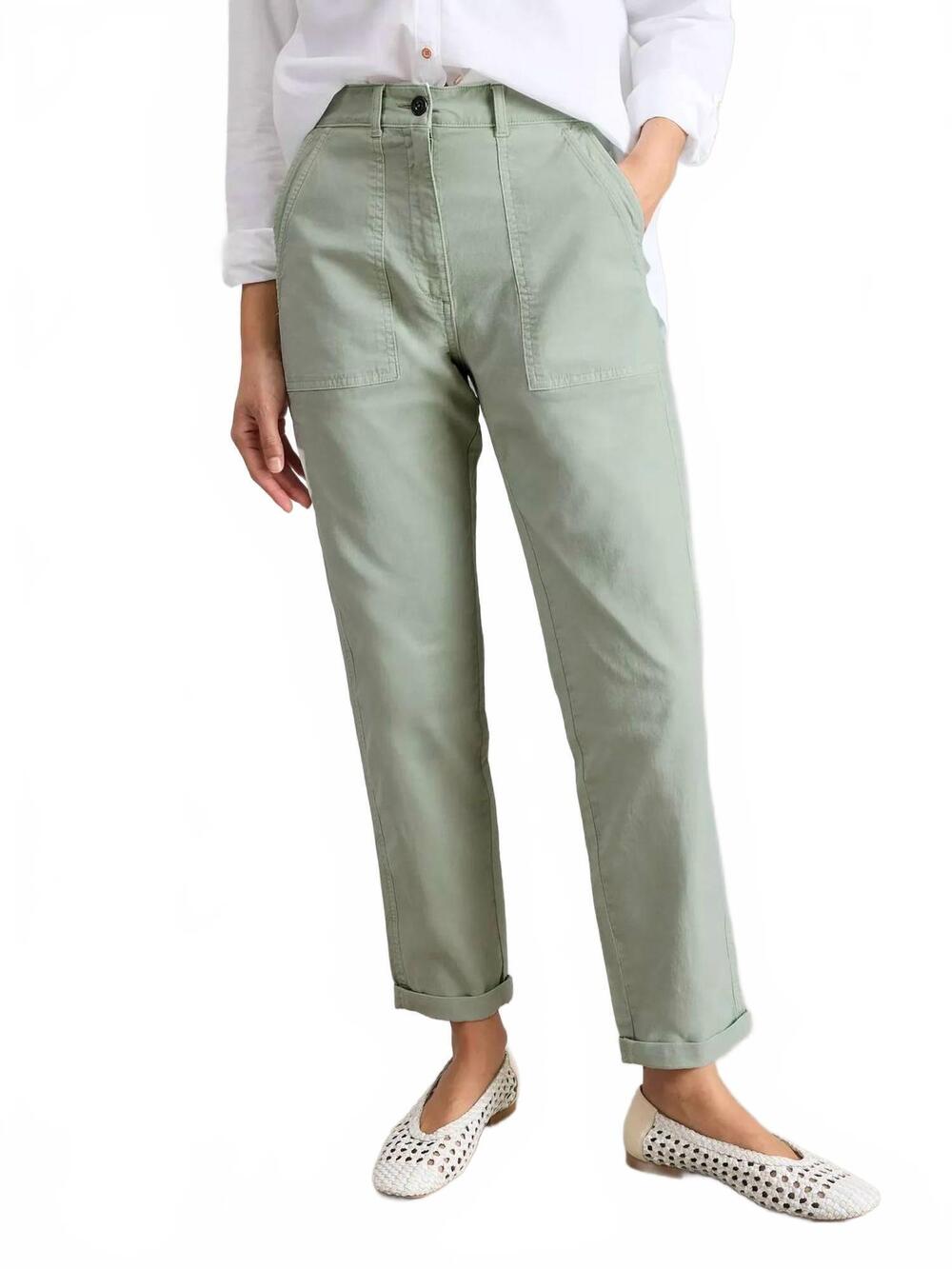 NEW WHITE STUFF twister chino trousers in light green